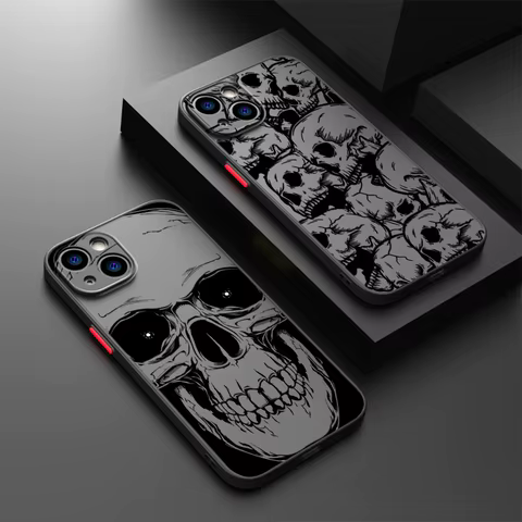 Four Spooky Skull Patterns Phone Case for iPhone 16 Pro 11 12 Mini 13 14 Pro 15 Pro Max 7 8 Plus XR XS MAX funda 8 best sales horror phone case - №5