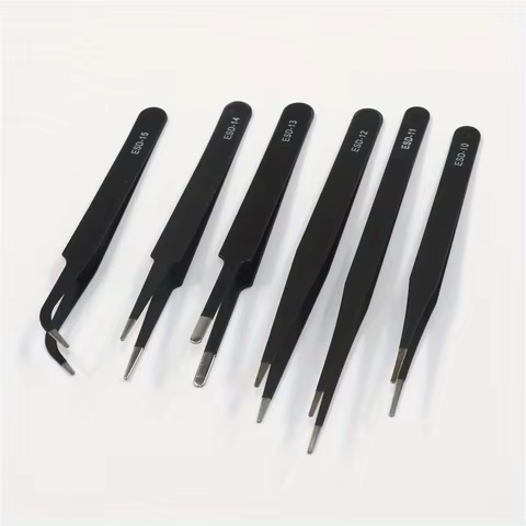 Antistatic Stainless Steel Tweezers 6 PCS Precision Maintenance Industrial Repair Curved Tool Home Work Model Making Hand Tools 10 best sales phone repair tool - №7