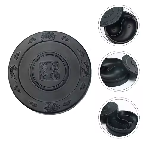 PlasticInk Stone Calligraphy Inkstone Plastic Japanese Chinese Black Grinding Sumiyan The Set Inkwell Incredible Painting Stick 8 best sales ink stone - №1