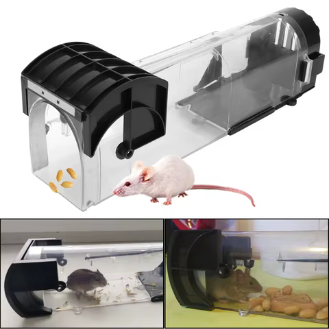 Safe Firm Humane Reusable Plastic Rodents Trap Household Mouse Catcher Smart Self-locking Mousetrap for Indoor Outdoor Garden 10 best sales mouse catcher - №5
