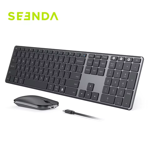 Seenda Wireless Bluetooth Keyboard and Mouse Combo Multi-Device Rechargeable Slim Keyboards and Mice for Win MacBook Pro Air 10 best sales gaming keyboard mouse - №9