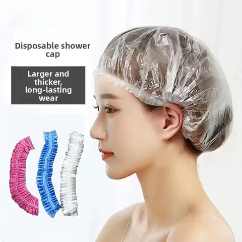 50/100PCS one-time bath cap waterproof bath thick anti-smoke home hair mask hair oil cap heating dye hair cap 12 best sales thermal cap - №7