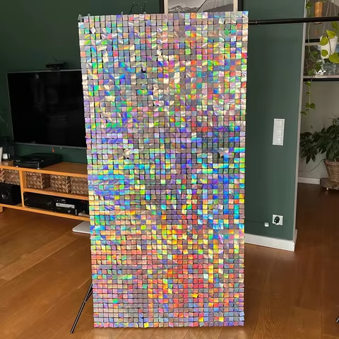 90x180cm Shimmer Wall Backdrop 18Pcs Iridescent Silver Sequin Shimer Wall Panels for Birthday Party Wedding Marriage Decorations 12 best sales wedding photo background - №8