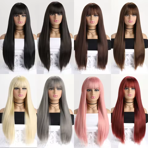 26Inch Colour Wig Long Straight Synthetic Wig for Women Fashion Wig for for Daily Halloween Costume Party Cosplay 10 best sales big bang lego - №5