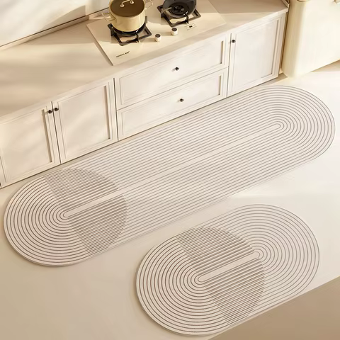 Super Absorbent Kitchen Floor Mat Long Diatomite Kitchen Rug Soft Washable Carpets Anti Slip Bathroom Entrance Doormat 주방매트 10 best sales large rugs - №6