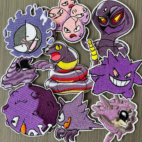 Cartoon Gengar Snake Pokemon Game Series Iron on Adhesive Embroidered Patch For Sew on Clothes Jeans Sticker Embroidery Applique 6 best sales pokemon iron on transfers - №5