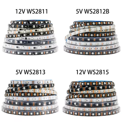 WS2812B WS2811 WS2813 WS2815 5050 RGB Smart LED Strip Lights WS2812 Individually Addressable IC 30/60/144Pixels/Leds/m Tape 10 best sales t30 dreame - №3