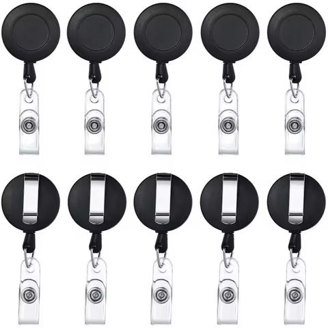 10pcs Retractable Pull Badge Reel Plastic ID Lanyard Name Tag Key Ring Chain Clips Hospital Nurse Badge Holder Credential Holder 6 best sales name tag nurse - №3