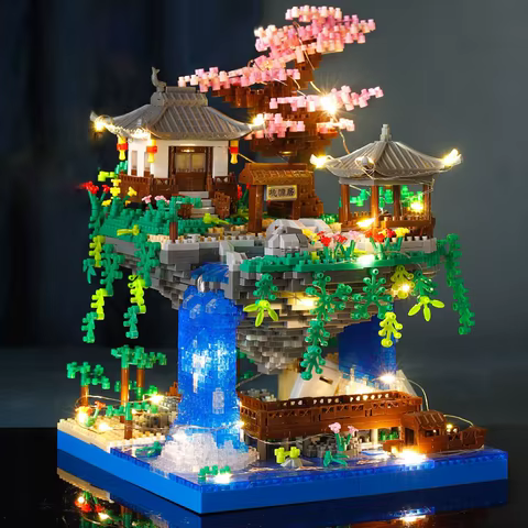 Peach Blossom Pool Castle Building Blocks Assembling Series Building Model Educational Children's Micro-Particle Assembling Deco 12 best sales blocks castle - №3