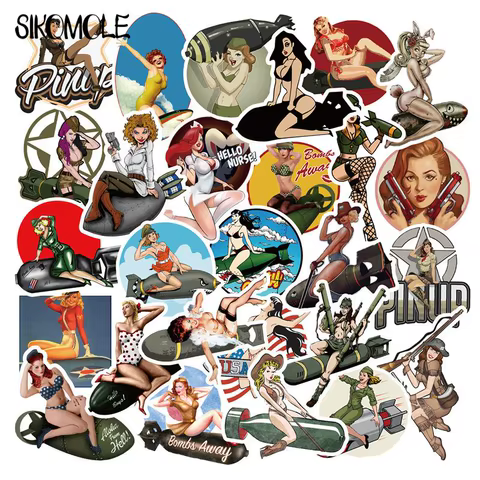 10/30/50PCS Mixed World War II Sexy Pin Up Girl Poster Stickers DIY Toys Car Phone Motorcycle Luggage Laptop Decal Sticker F5 10 best sales pinup girl stickers - №10