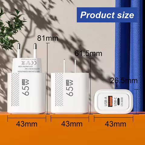 Total 65W GAN USB C Charger Fast Charging Quick High Speed Charger For iPhone Xiaomi Samsung USB C Mobile Phone Charger Adapter 10 best sales asus zenfone 8 - №7