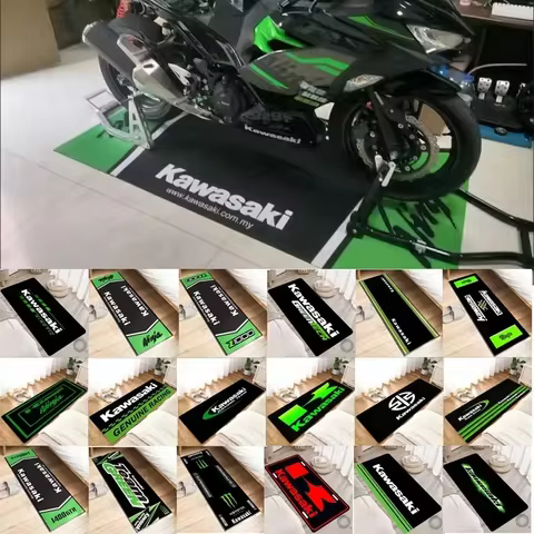 Kawasaki Motorcycle Carpet Garage Mat Racing Cool Moto Display Motorcycle Display Mat Kawasaki Anti-slip Floor Decoration Rug 12 best sales motorcycle carpets - №2