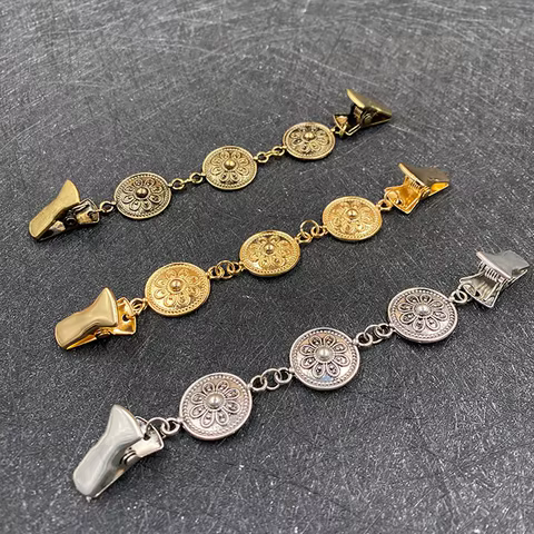Fashion Retro Alloy Material Women Dress Decor Cardigan Clamps Clothing Clip Fasteners for Clothes Clamps for Fabric 10 best sales fabric clips - №6