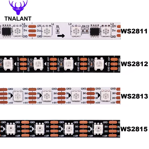 WS2812B WS2811 WS2815 WS2813 RGBIC LED Strip WS2812 30/60/144Pixels/Leds/m Individually Addressable Smart Tape Light DC5V/12V 10 best sales t30 dreame - №10