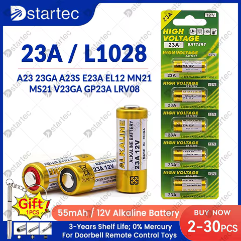 2-30PCS 23A 12V Alkaline Battery A23 23GA A23S E23A EL12 MN21 V23GA L1028 GP23A LRV08 For Remote Control Doorbell Toy Dry Cell 10 best sales a23 - №3