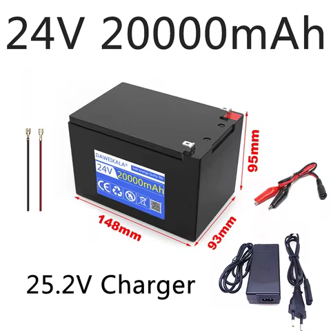 24V 20Ah 18650 lithium battery pack Rechargeable battery for solar energy electric vehicle camping battery 25.2v2A charger 8 best sales 18650 24v - №2