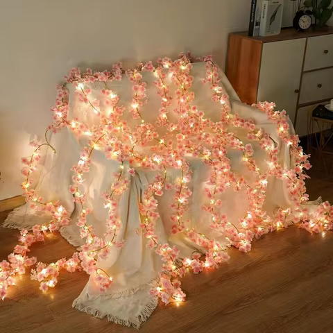 Artificial Pink Cherry Blossom Vine Used For Wedding Bride Decoration Garden Arches Curtains Room Decor Party Silk Outdoor Decor 10 best sales cherry tree - №4