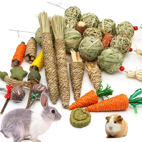 Rabbit Chew Toy Organic Natural Apple Wood Grass Pet Bunny Rabbit Toys For Chinchilla Guinea Pigs Hamster Utensils Accessories 8 best sales chinchilla toy - №7