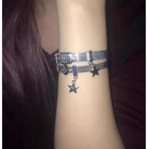 Harajuku Sweet Girls Star Charms Bracelets Cute Punk Cool Pentagram Bangles Bracelet for Women Party Club Korean Fashion Jewelry 10 best sales kpop bracelet - №5