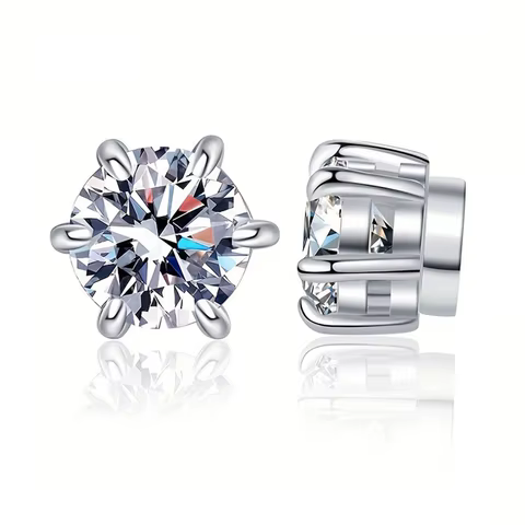 2pcs Moissanite earrings Magnetic Simple 2CT Moissanite earrings No need to pierce the ear Valentine's Day Mother's Day gift 8 best sales men magnetic earrings - №3