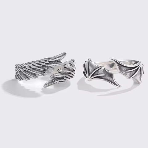 Retro Angel Demon Wings Creative Ring For Men Women Punk Gothic Open Ring Handmade Unisex Jewelry Accessories Gift For Lovers 6 best sales 502 glue - №6