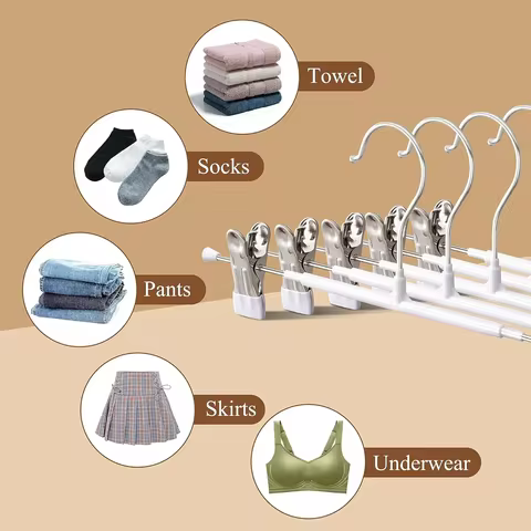 Pants Hangers with Clips 5/10Pack Adjustable SkirtHangers for Women Non-Slip Trousers Hanger for Jeans Clothes Hangers for Pants 8 best sales clothes hangers bulk - №3