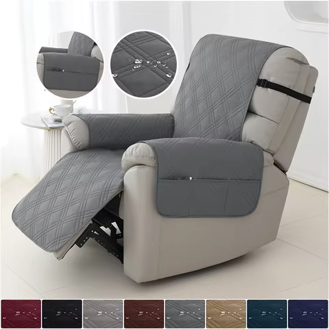 1seater Waterproof Recliner Cover Solid Color Quilted Armchair Slipcover Pet Kids Accent Couch Cushion Living Room Hotel Home 10 best sales recliner cover - №8