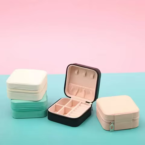 Mini Jewelry Storage Box Portable Home Travel Earrings Necklace Storage Case for Women Ring Organizer PU Leather Display Case 10 best sales garbage pail kids figure - №6