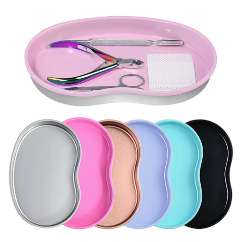 1Pcs Pink Stainless Steel Cosmetic Storage Tray Nail Art Equipment Plate Tools Dental&False Nails Nail Decorations Display Tray 10 best sales surgical tray - №9