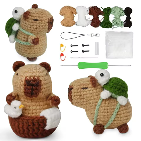 Capybara crochet Kit, Cute Animal Crochet Kit set, Christmas Gift, Crochet kit for Beginners, Crochet Kit for craft lovers 10 best sales christmas handmade - №3