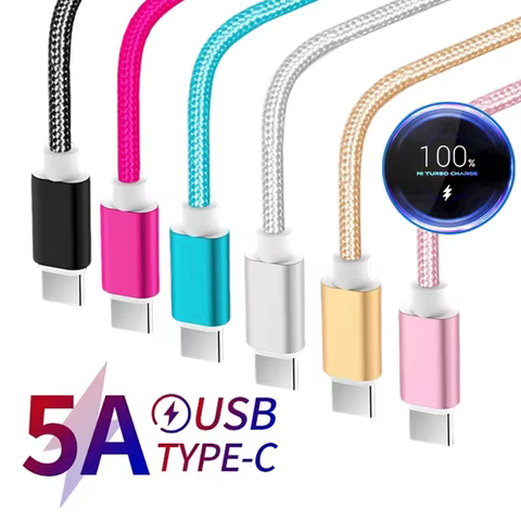5A Super Fast Charging Type C USB Cable for Samsung Huawei Xiaomi OPPO Honor Redmi POCO Realme iQOO Quick Charging Braided Cable 8 best sales sg906 - №8