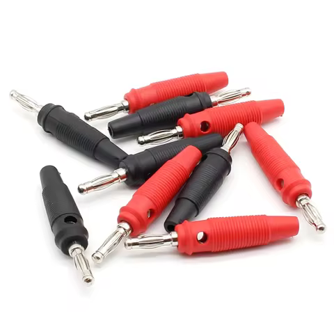 10Pcs/lot Red and Black 4mm Solderless Side Stackable Banana Plug 10 best sales banana hifi - №7