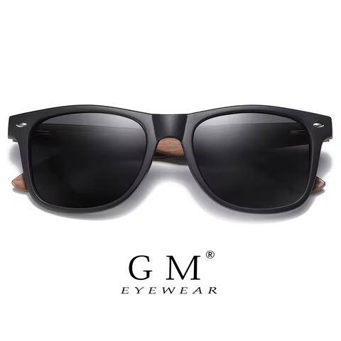 GM Environment-Friendly Retro Walnut Wood Sunglasses UV400 Polarized Bamboo Sunglasses Men's Fashion Trendy Anti Blue Lens 7061h 8 best sales sunglasses blue - №7