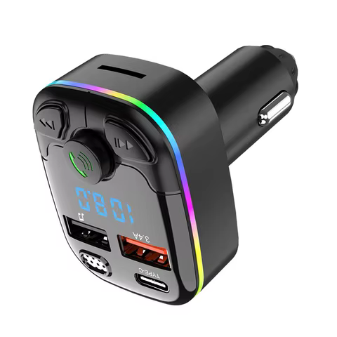 Car mp3 Handsfree Wireless Bluetooth Car Kit FM Transmitter TF Card LCD MP3 Player Dual USB 3.1A Car Charger Phone Charger 8 best sales fm mike - №1