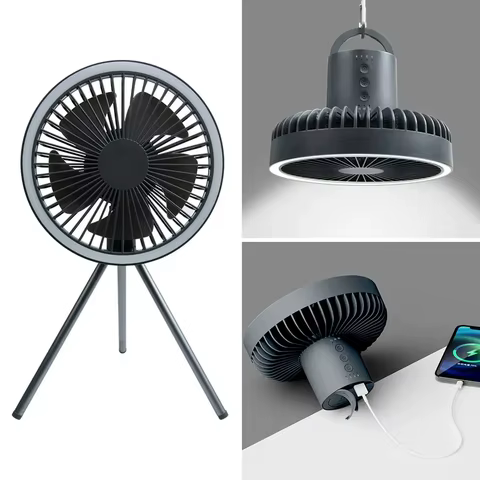 10000mAh Camping Fan Rechargeable Desktop Portable Circulator Wireless Ceiling Electric Fan with Power Bank LED Lighting 10 best sales electric fan mini - №4