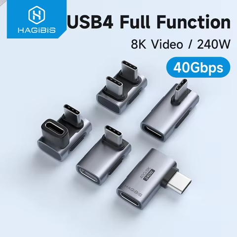 Hagibis 240W USB C to C Adapter 40Gbps 8K 60Hz 90 Degree Converter USB4 Adapter for Thunderbolt 4/3 MacBook iPhone 16 Pro Tablet 8 best sales type c to vga - №6