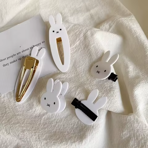 Cute Miffy Kawaii Ins Hair Decoration Clip Princess Bangs Clips Sweet Cool Rabbit Y2K Personality Headwear Student Girl Gifts 10 best sales miffy sticker - №1