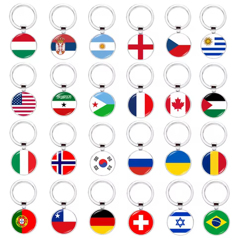 2024 National Flag Keychain Serbia France Spain Uruguay Croatia Chile Romania Netherlands Switzerland Brazil Football Keyring 10 best sales aruba souvenir - №10