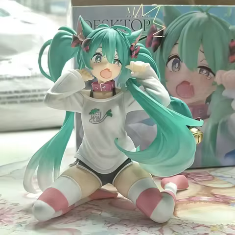 Hatsune Miku Desktop Cute Action Figure 11cm Neko T-Shirt Ver. Anime Figurine Kawaii Girl Model Toy Gift 12 best sales zamasu plush - №7