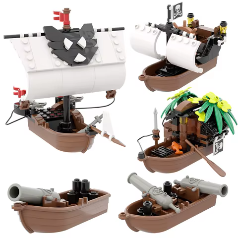 City Creativity Medieval Sailboats Drifting Raft Pirate Gunboat Desktop Ornaments Assemble Building Blocks Bricks Toys Gift 8 best sales lego pirates - №6