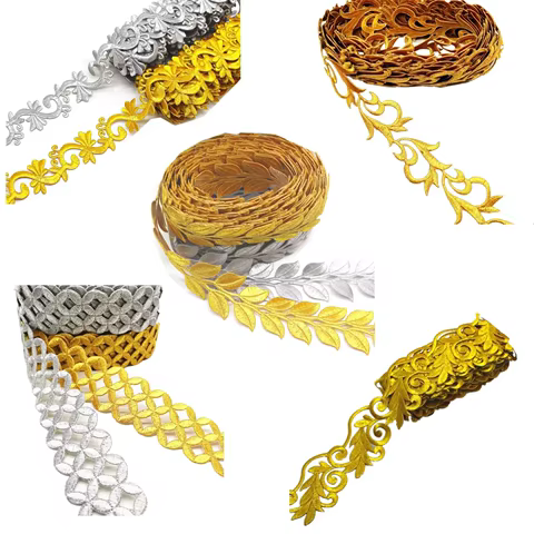 1 Yard Gold Embroidered Lace For Cosplay Dress Appliques Iron On Europe Vintage Diy Garment Trims 10 best sales denim trim - №10