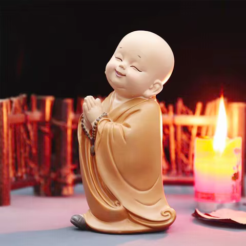Little Monk Figurine Mini Monk Statue Cute Buddha Monk Statue Adorable Baby Little Monk Decoration Creative Little Monk Ornament 6 best sales buddha shop - №3