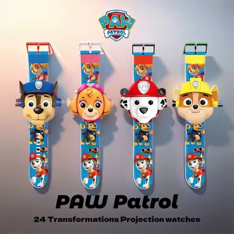 Paw Patrols 3D Projection Digital Watch Dog Marshall Rubble Skye Chase Kid Gift for Boys and Girls Anime Action Model Kids Toys 6 best sales super paw patrol - №4