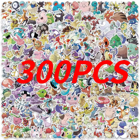 100/200/300Pcs Pokemon Kawaii Pikachu Stickers Decoration Decals Laptop Skateboard Car Luggage Phone Waterproof Sticker Toy 8 best sales pokemon wall stickers - №1