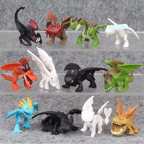 12pcs/set How To Train Your Dragon The Hidden World Toothless Night Fury Mini Anime Figure PVC Action Figures Model Dolls Toys 10 best sales how to train a dragon - №6