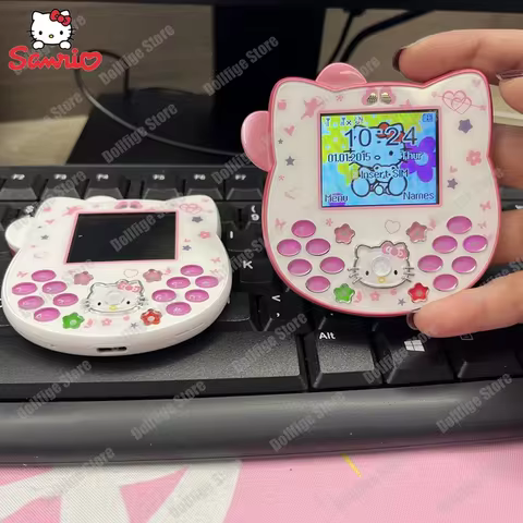 2024 New Sanrio Kawaii Hello Kitty Mini Phone Cartoon Kids Taiml Cute Phone Festival Birthday Fashion Girls Toys Children Gift 10 best sales pink mobile phone - №7