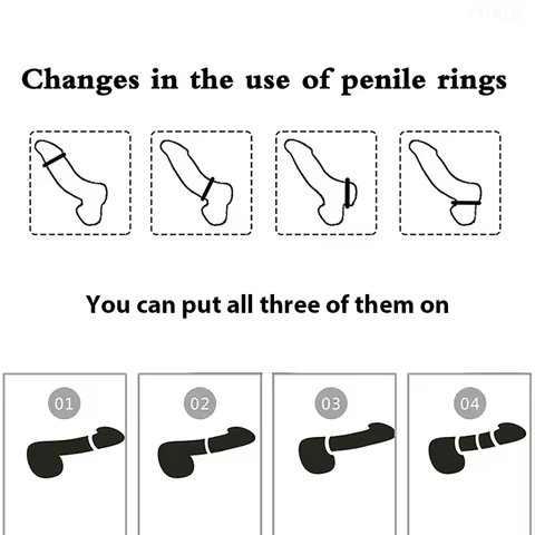 3 Pcs/Set Cock Ring Delay Ejaculation Adult Toys For Men Dick Enlargement Silicone Penis Ring Male Sex Toys Stronger Erection 10 best sales male torture - №8