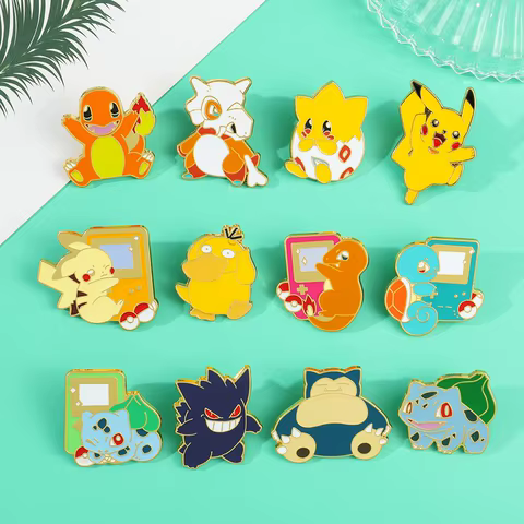 Pokemon Pikachu Anime Metal Enamel Brooch Badges on Backpack Clothing Lapel jackets Jeans Accessories Jewelry Decoration Card 8 best sales insignia pokemon - №3