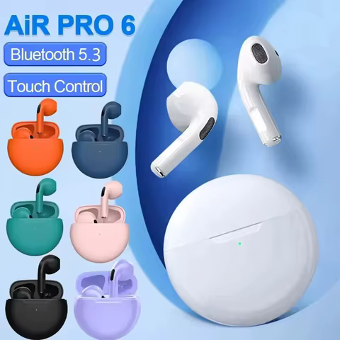 New Air Pro 6 TWS Wireless Headphones With Mic Fone Bluetooth Earphone Sport Running Headset For Apple iPhone Xiaomi Pro6 Earbud 6 best sales xiaomi note 12 - №1