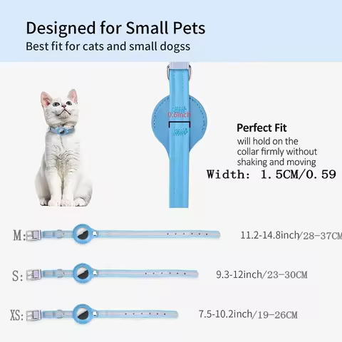 Leather Pet Adjustable Collars For Apple Airtag Location Tracker Dog Cat Anti-lost Reflective Protection Case For Airtags Collar 8 best sales air tag dog collar - №7